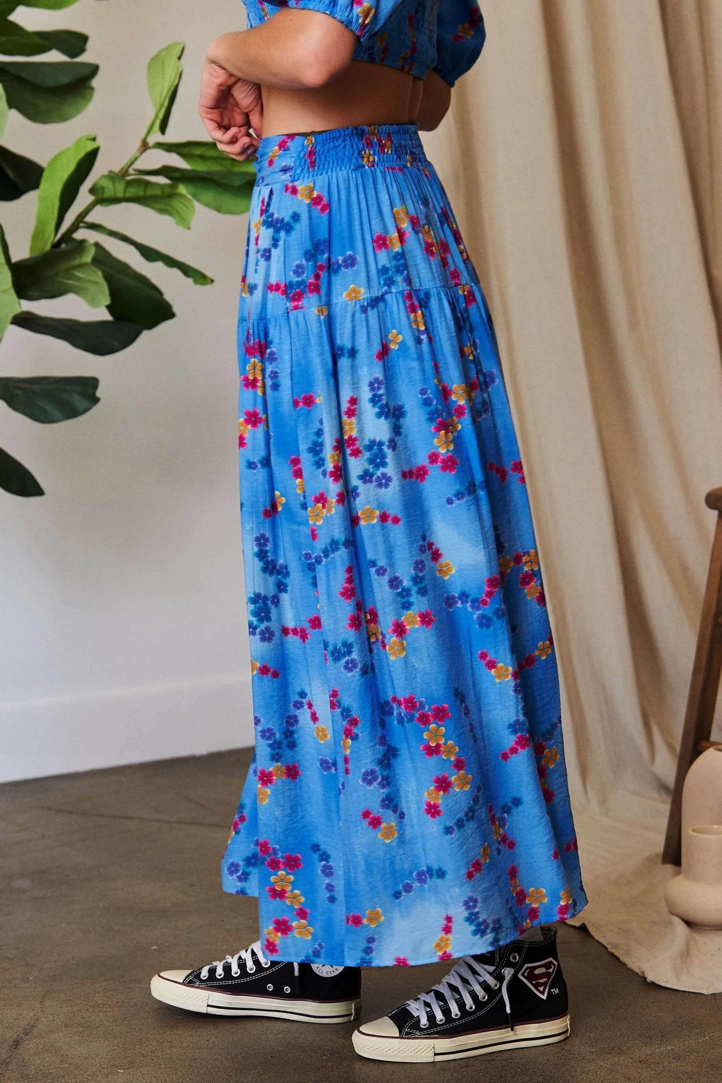 Davi & Dani Printed Smocking Waistband Ruffled Maxi Skirt - Shop Style & More | Fresh Looks, Everyday Deals & Free Shipping