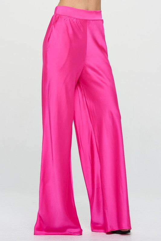 Stretch Satin Pants w/ Elastic Waist and Pockets - Shop Style & More | Fresh Looks, Everyday Deals & Free Shipping