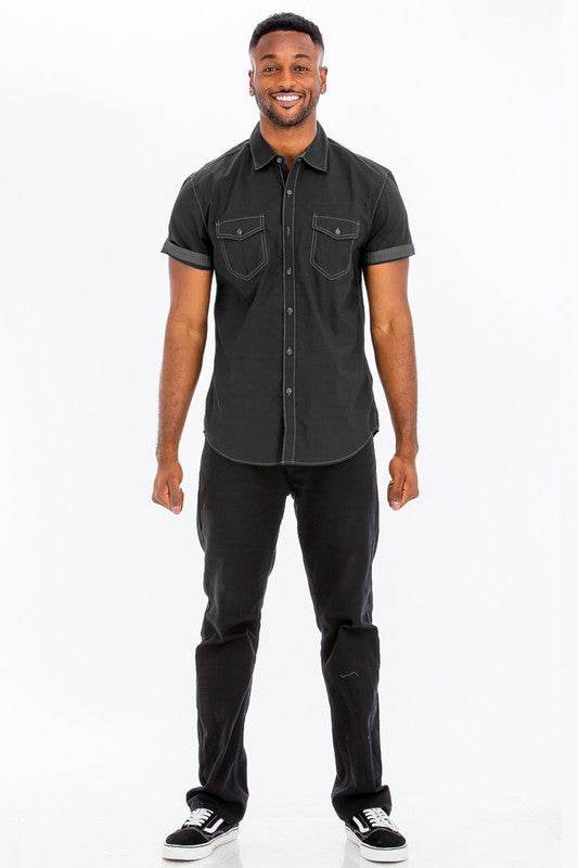 Weiv Outline Stitch Short Sleeve Shirt - Shop Style & More | Fresh Looks, Everyday Deals & Free Shipping