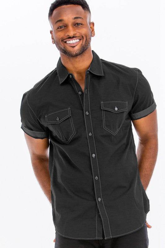Weiv Outline Stitch Short Sleeve Shirt - Shop Style & More | Fresh Looks, Everyday Deals & Free Shipping