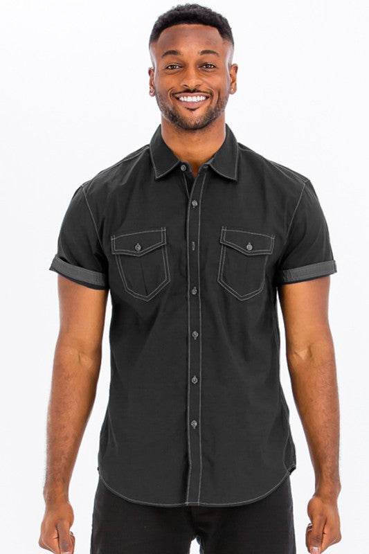 Weiv Outline Stitch Short Sleeve Shirt - Shop Style & More | Fresh Looks, Everyday Deals & Free Shipping