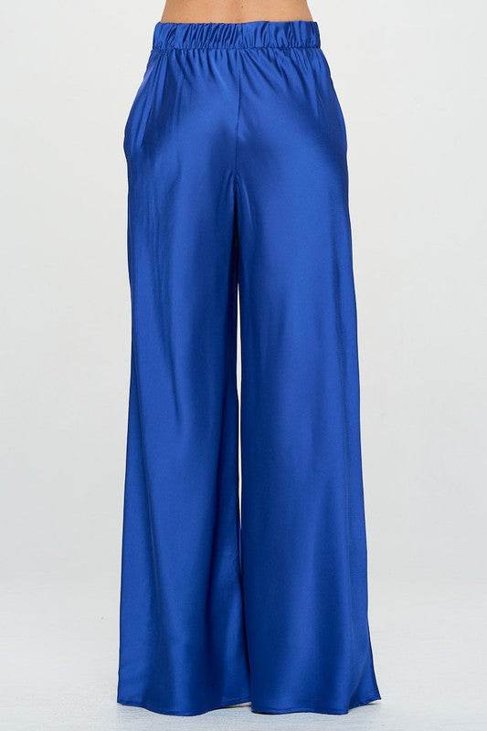 Stretch Satin Pants w/ Elastic Waist and Pockets - Shop Style & More | Fresh Looks, Everyday Deals & Free Shipping