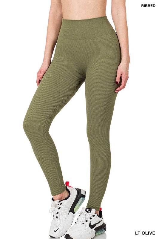 Ribbed Seamless High Waisted Full Length Leggings - Shop Style & More | Fresh Looks, Everyday Deals & Free Shipping