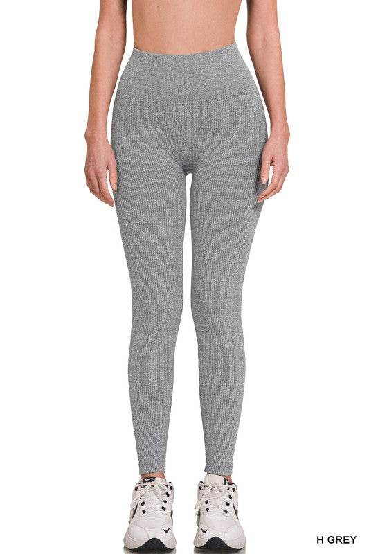 Ribbed Seamless High Waisted Full Length Leggings - Shop Style & More | Fresh Looks, Everyday Deals & Free Shipping