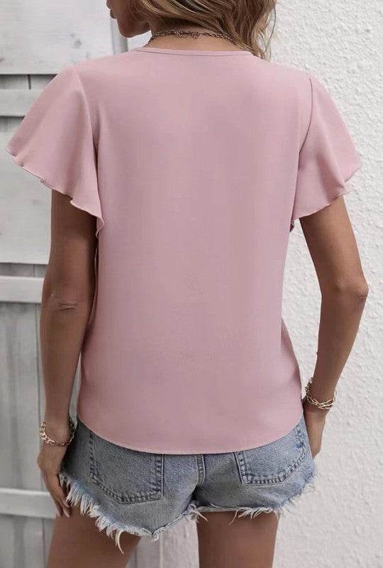 V-neck Ruffle Short Sleeve Top - Shop Style & More | Fresh Looks, Everyday Deals & Free Shipping