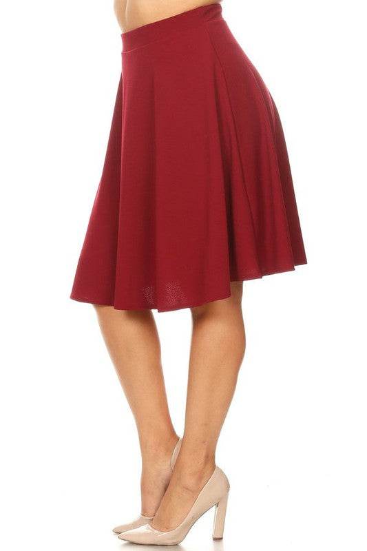 Solid high waisted A-line knee length skirt - Shop Style & More | Fresh Looks, Everyday Deals & Free Shipping