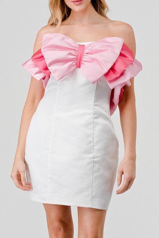 ATHINA BIG RIBBON MINI DRESS - Shop Style & More | Fresh Looks, Everyday Deals & Free Shipping