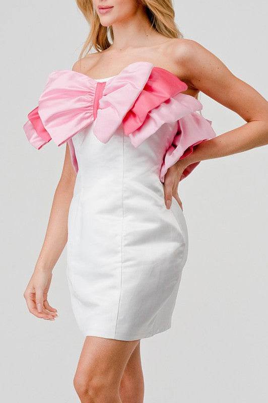ATHINA BIG RIBBON MINI DRESS - Shop Style & More | Fresh Looks, Everyday Deals & Free Shipping