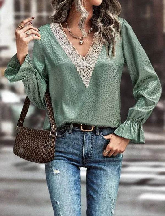 Long sleeve v neck blouse - Shop Style & More | Fresh Looks, Everyday Deals & Free Shipping