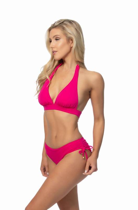 SOLID HALTER BIIKINI SET WITH RUCHING SIDE BOTTOM - Shop Style & More | Fresh Looks, Everyday Deals & Free Shipping