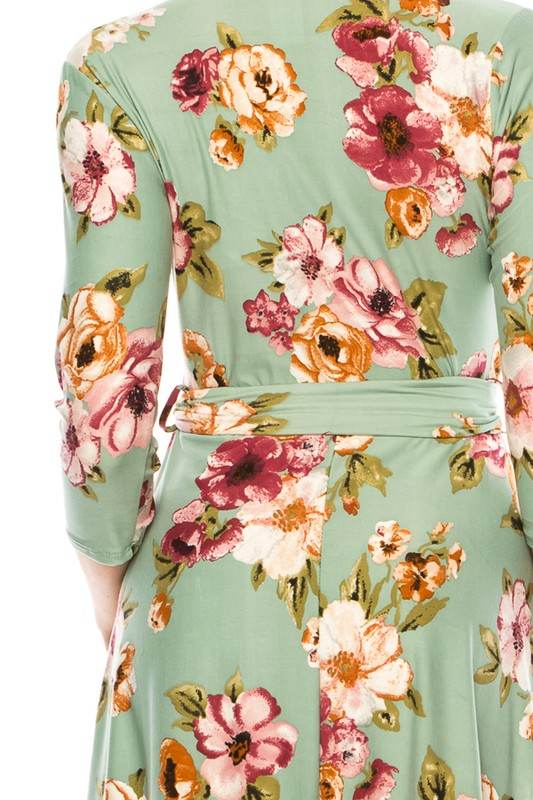 Floral print, faux wrap dress with deep V-neck - Shop Style & More | Fresh Looks, Everyday Deals & Free Shipping