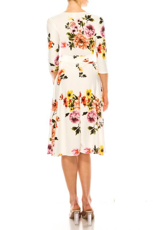 Floral print, faux wrap dress with deep V-neck - Shop Style & More | Fresh Looks, Everyday Deals & Free Shipping