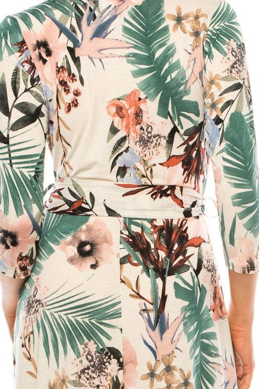 Floral print, faux wrap dress with deep V-neck - Shop Style & More | Fresh Looks, Everyday Deals & Free Shipping