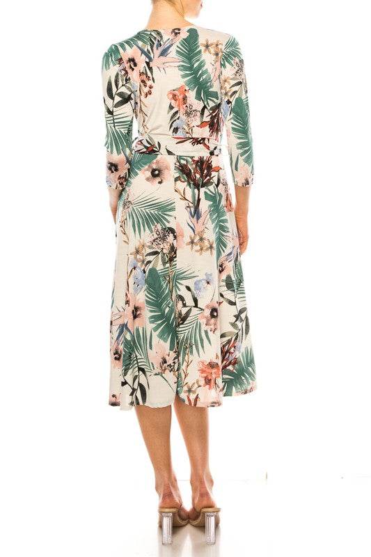 Floral print, faux wrap dress with deep V-neck - Shop Style & More | Fresh Looks, Everyday Deals & Free Shipping