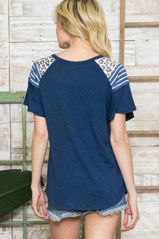 Multi Fabric Contrast Ruffle Sleeve Knit Top - Shop Style & More | Fresh Looks, Everyday Deals & Free Shipping