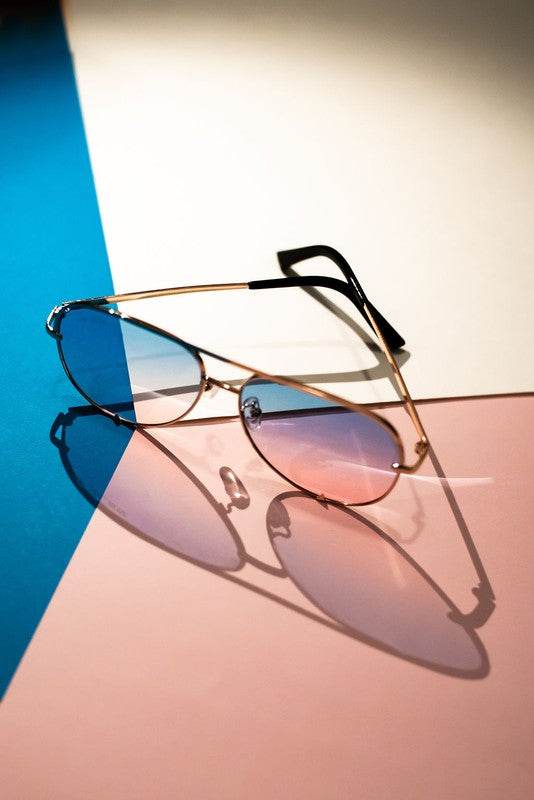 Gold Blue Pink Unisex Aviator Sunglasses - Shop Style & More | Fresh Looks, Everyday Deals & Free Shipping