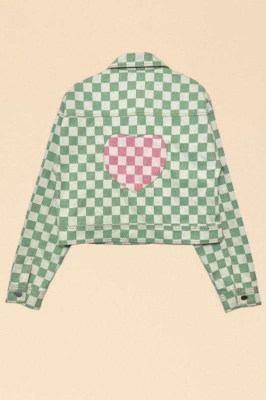 Cropped checkered heart denim jacket - Shop Style & More | Fresh Looks, Everyday Deals & Free Shipping