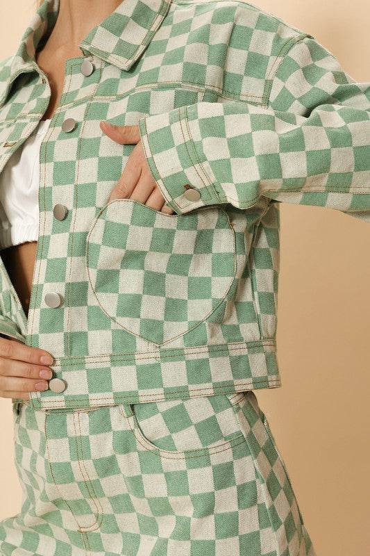 Cropped checkered heart denim jacket - Shop Style & More | Fresh Looks, Everyday Deals & Free Shipping