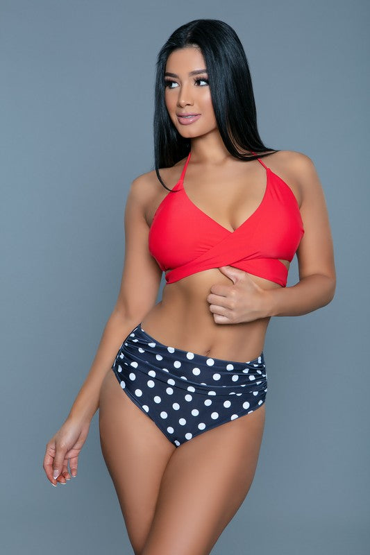 Francesca Swimsuit Red Blue Two-Piece Bikinis