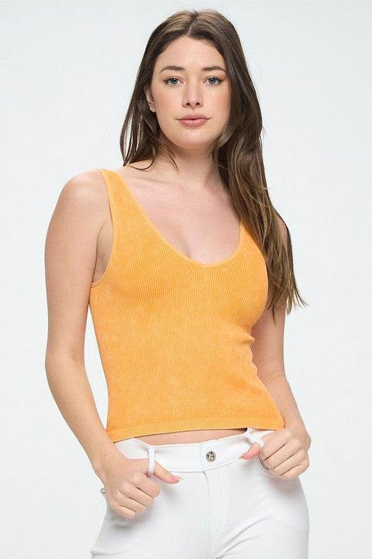Seamless Reversible Stonewashed Ribbed Tank - Shop Style & More | Fresh Looks, Everyday Deals & Free Shipping