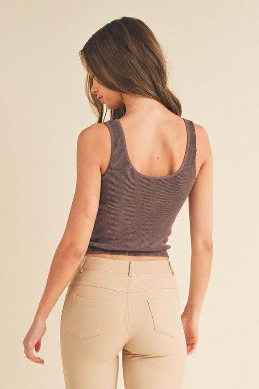 Seamless Reversible Stonewashed Ribbed Tank - Shop Style & More | Fresh Looks, Everyday Deals & Free Shipping