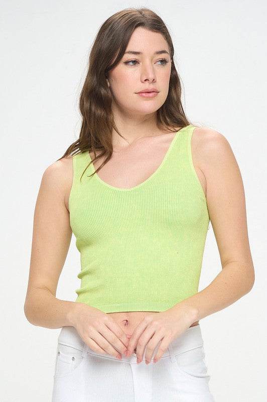 Seamless Reversible Stonewashed Ribbed Tank - Shop Style & More | Fresh Looks, Everyday Deals & Free Shipping