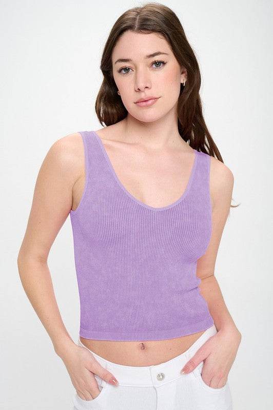 Seamless Reversible Stonewashed Ribbed Tank - Shop Style & More | Fresh Looks, Everyday Deals & Free Shipping