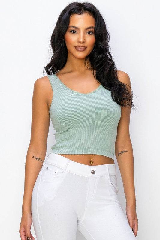 Seamless Reversible Stonewashed Ribbed Tank - Shop Style & More | Fresh Looks, Everyday Deals & Free Shipping