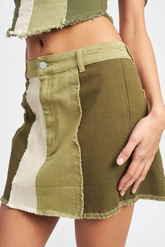 HIGH RISE COLOR BLOCK SKIRT - Shop Style & More | Fresh Looks, Everyday Deals & Free Shipping