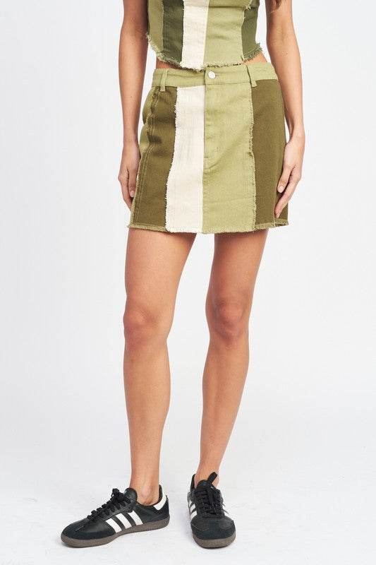 HIGH RISE COLOR BLOCK SKIRT - Shop Style & More | Fresh Looks, Everyday Deals & Free Shipping