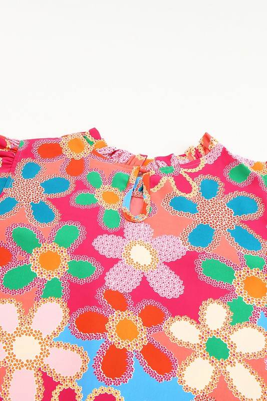 Embroidered Detail Floral Print RuffleTank Top - Shop Style & More | Fresh Looks, Everyday Deals & Free Shipping