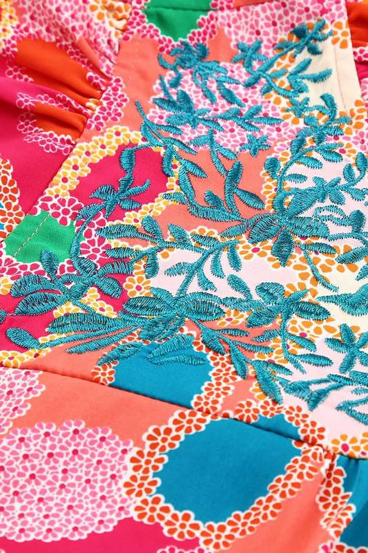Embroidered Detail Floral Print RuffleTank Top - Shop Style & More | Fresh Looks, Everyday Deals & Free Shipping