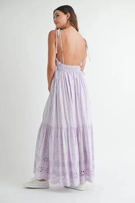 MABLE Eyelet Lace Maxi Dress With Side Strap Details - Shop Style & More | Fresh Looks, Everyday Deals & Free Shipping
