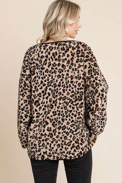 Culture Code Leopard Faux Fur Round Neck Top - Shop Style & More | Fresh Looks, Everyday Deals & Free Shipping