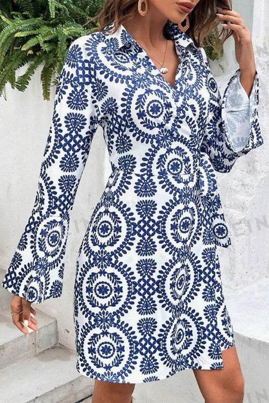 Women V Neck Wrapped Knot Long Sleeve Dress - Shop Style & More | Fresh Looks, Everyday Deals & Free Shipping