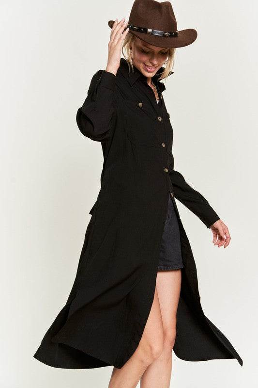 SOLID BUTTON DOWN BELTED LONG DRESS 30-545 - Shop Style & More | Fresh Looks, Everyday Deals & Free Shipping