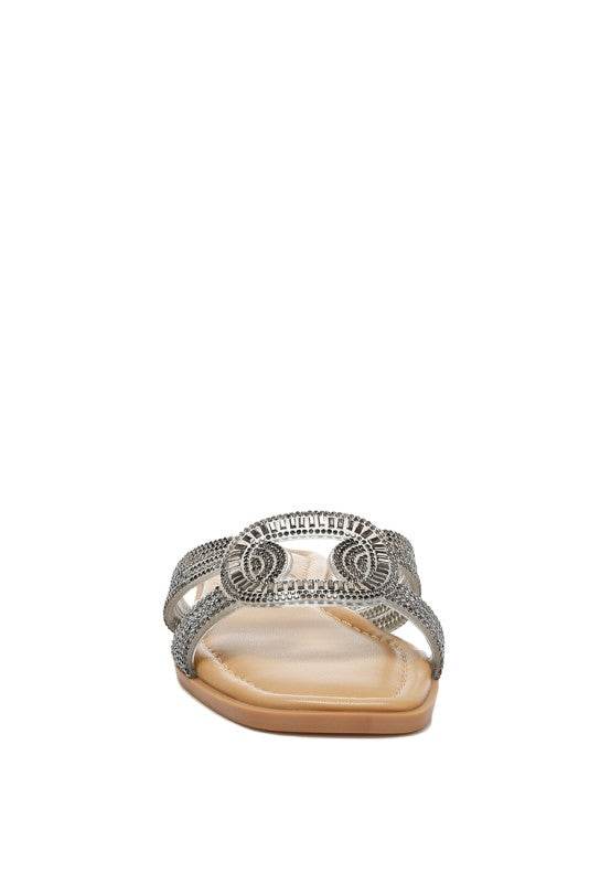 Minople Rhinestones Embellished Flat Sandals - Shop Style & More | Fresh Looks, Everyday Deals & Free Shipping