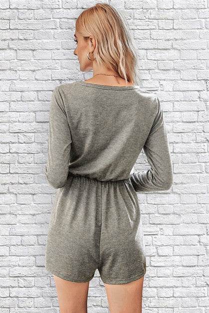 Button Down V Neck Solid Romper - Shop Style & More | Fresh Looks, Everyday Deals & Free Shipping