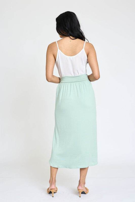 Solid Side Slit Midi Skirt - Shop Style & More | Fresh Looks, Everyday Deals & Free Shipping