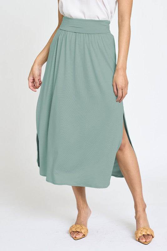Solid Side Slit Midi Skirt - Shop Style & More | Fresh Looks, Everyday Deals & Free Shipping