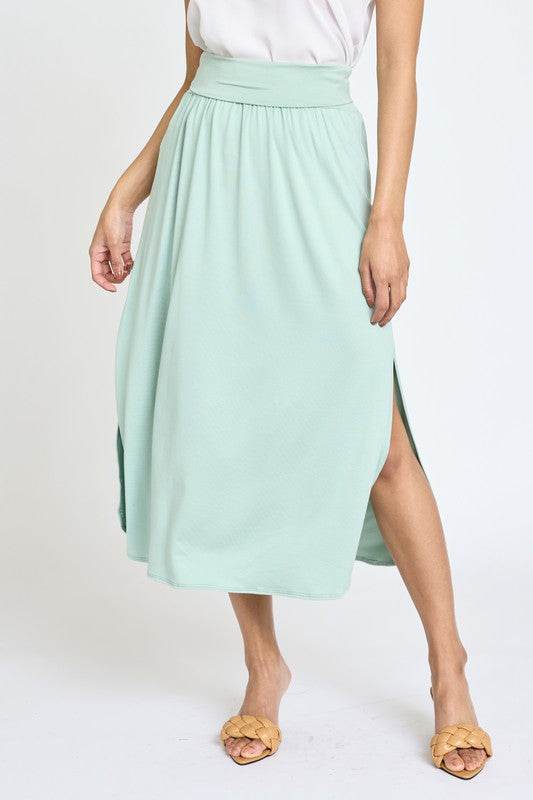 Solid Side Slit Midi Skirt - Shop Style & More | Fresh Looks, Everyday Deals & Free Shipping