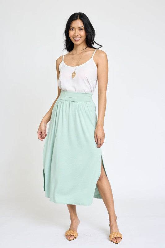 Plus Solid Side Slit Midi Skirt - Shop Style & More | Fresh Looks, Everyday Deals & Free Shipping
