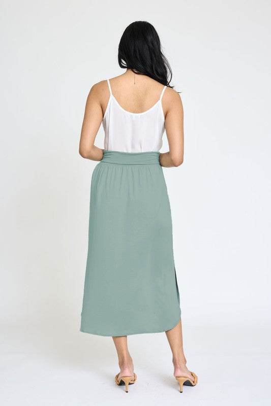 Solid Side Slit Midi Skirt - Shop Style & More | Fresh Looks, Everyday Deals & Free Shipping