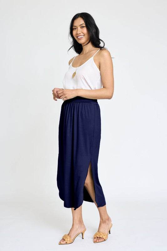 Solid Side Slit Midi Skirt - Shop Style & More | Fresh Looks, Everyday Deals & Free Shipping