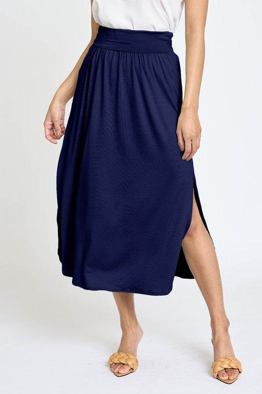 Solid Side Slit Midi Skirt - Shop Style & More | Fresh Looks, Everyday Deals & Free Shipping