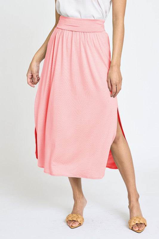 Solid Side Slit Midi Skirt - Shop Style & More | Fresh Looks, Everyday Deals & Free Shipping