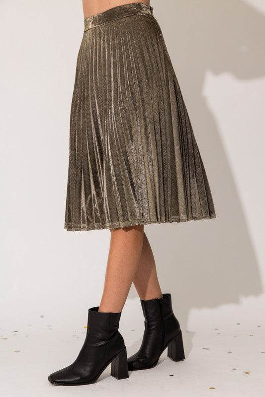 Lurex Fabric Pleated Midi Skirt - Shop Style & More | Fresh Looks, Everyday Deals & Free Shipping