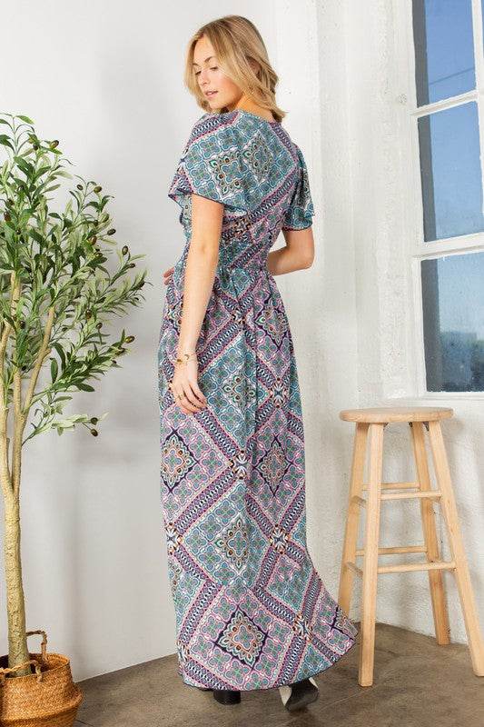 Tribal Maxi Wrap Dress with Waist Smoking - Shop Style & More | Fresh Looks, Everyday Deals & Free Shipping