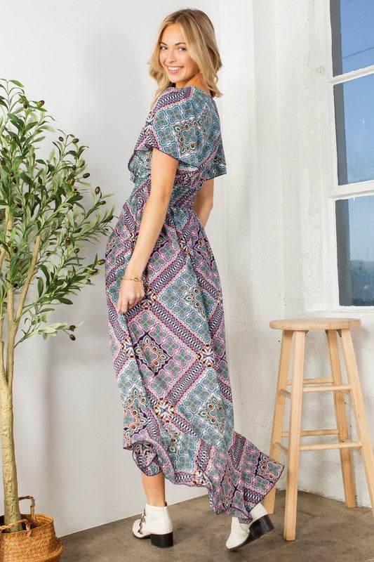 Tribal Maxi Wrap Dress with Waist Smoking - Shop Style & More | Fresh Looks, Everyday Deals & Free Shipping