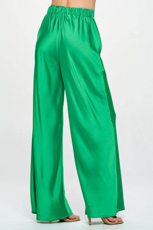 Stretch Satin Pants w/ Elastic Waist and Pockets - Shop Style & More | Fresh Looks, Everyday Deals & Free Shipping
